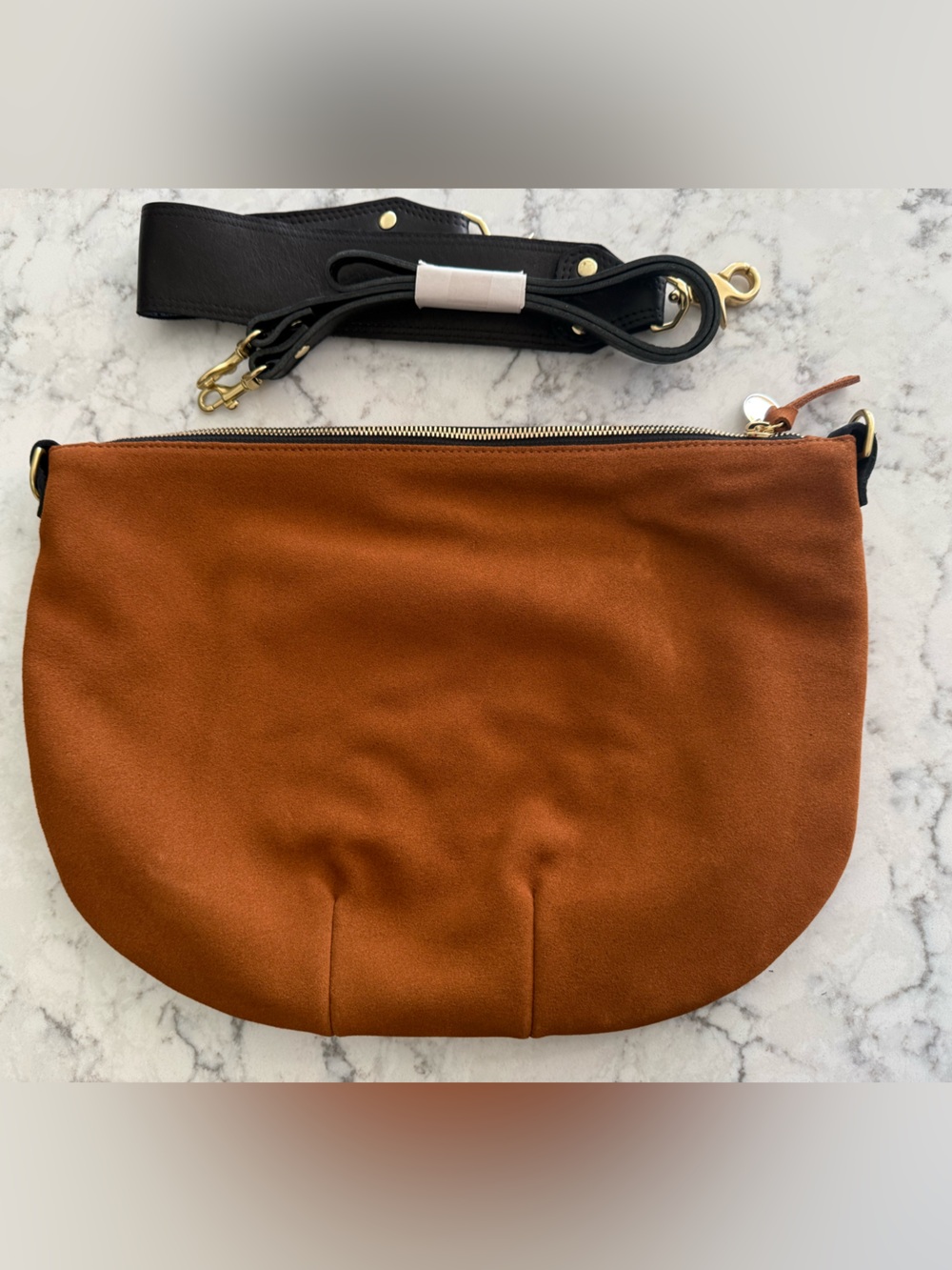 Clare V. Moyen Messenger Suede Chestnut Brown NEW